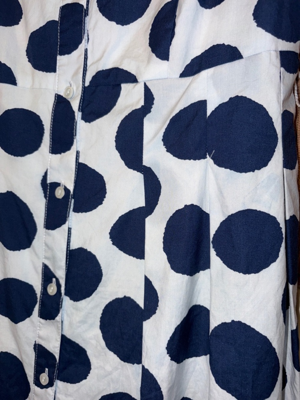 Talbots White Midi Dress with Navy Polka Dots - Picture 14 of 16
